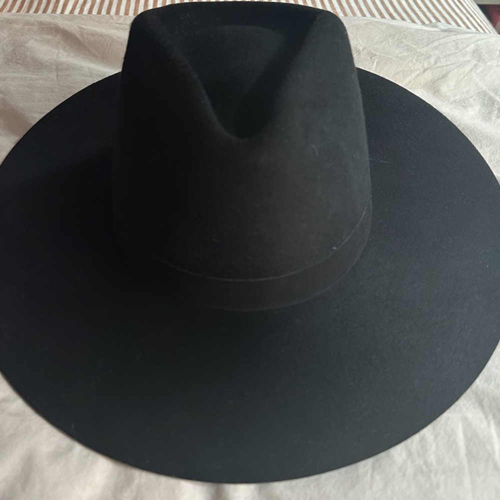Janessa Leone Women's  Korin Black Hat Wool Fedora Hat - Worn Once - Picture 2 of 7
